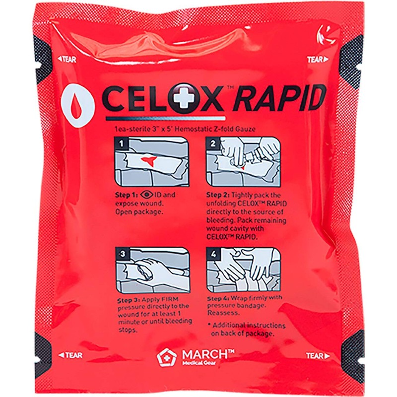 Celox Rapid, Z-Folded (Red Packaging) - 3" x 5' Gauze