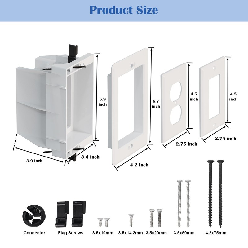 Recessed Outlet/Electrical Box Single Gang, Recessed Outlet Box for Wall