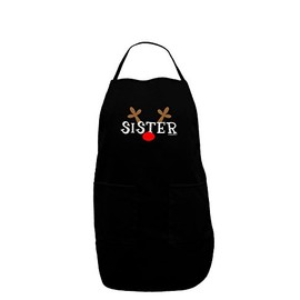 TooLoud Matching Family Christmas Design - Reindeer - Sister Dark Adult Apron - Black - One-Size