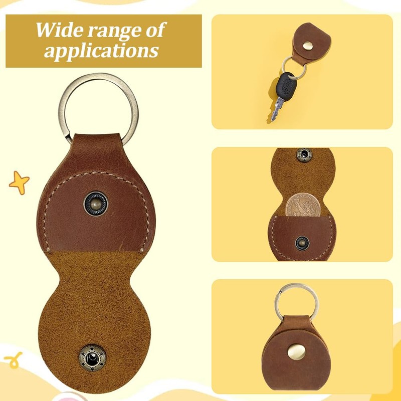 CALFOVERA Genuine Leather Guitar Pick Holder Keychain Brown Waterproof Scratchproof
