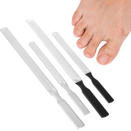YBEATY 4 Pcs Professional Stainless Steel Long Nail File Nail File for Thick Nails 4 Sides Metal Fingernail Tool Durable and Efficient Heavy Duty Toenail Care for Men Women Seniors Dogs
