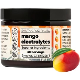 Santa Cruz Paleo Polvo De Electrolitos De Mango Con Sal Marina Y Del Himalaya, Magnesio, Potasio, Sin Azúcar, 30 Porciones 30 Porciones (Paquete De 1)