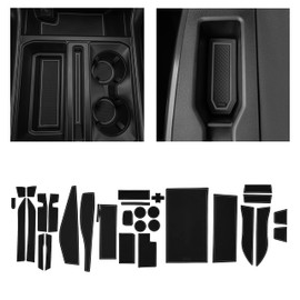CupHolderHero fits Ford F150 Accessories 2021-2023 Premium Custom Interior Non-Slip Anti Dust Cup Holder Inserts, Center Console Mats, Door Pocket Liners 34pc Set (Bucket SuperCab) (Gray Trim)