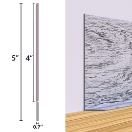 Junsen Peel and Stick Baseboard Molding Trim 5 Inches X 40 Feet Self-Adhesive Vinyl Wall Base Rubber Cove Flooring Base Outside Corner Molding Trim(Gray Wood Grain)