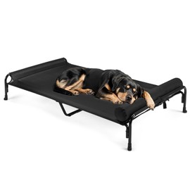 Veehoo Large Elevated Dog Bed, Raised Dog Cot Bed with One-Sided Removable Headrest Bolster, Outdoor Dog Bed for Extra Large Dogs, Dog Hammock Bed Off Ground, Breathable Anti-Slip, XXL, CWC2204B