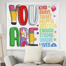 WNAGT Positive Affirmations for Kids Tapestry Wall Hanging, Kids Affirmation Wall Decor, You Are Kind Brave Smart Inspirational Wall Blanket Decor for Kid Room Classroom Nursery, 50x60 Inch(Style G)