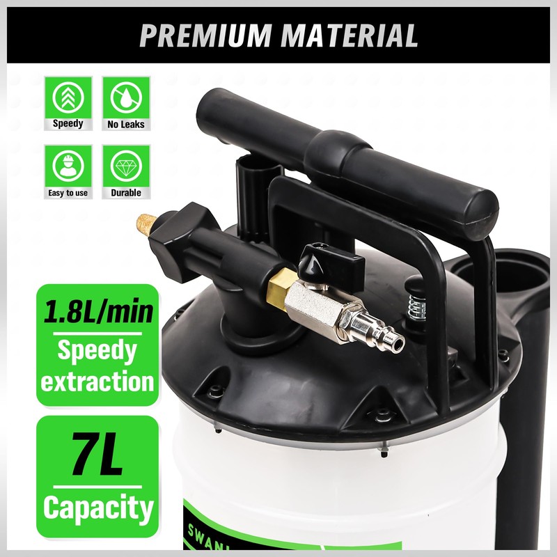 SWANLAKE 7 Liter Pneumatic/Manual Fluid Extractor Pump, Oil Changer Vacuum