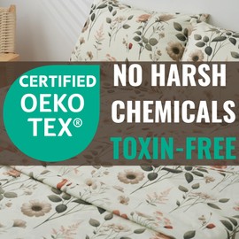 DaDa Bedding Collection Enchanted Meadow Bed Sheet Set - Floral Harmony in Beige, Rose, and Soft Green, Premium Soft Microfiber, Machine Washable, Deep Pocket 14-15 Inches + Flat Sheet (Twin)