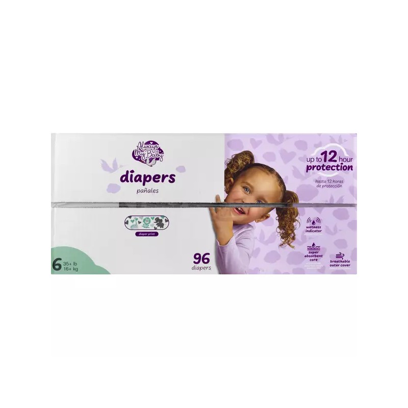 Always My Baby Diapers, Size 6 (35+ lb) 96 Diapers