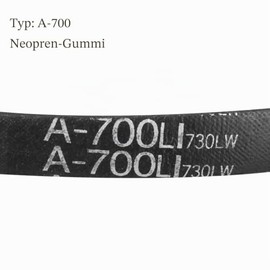 A-700Li Drive V-Belt - [13 mm Width x 8 mm Height] A-Section Rubber Drive Belt Wrapped for Transmission Use 700 mm Inner Circumference