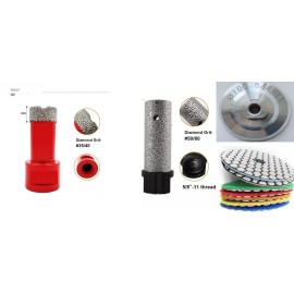 Roxx Tools 3/4" marble ceramic core drill bit zero tolerance grinding drum wheel polish pad