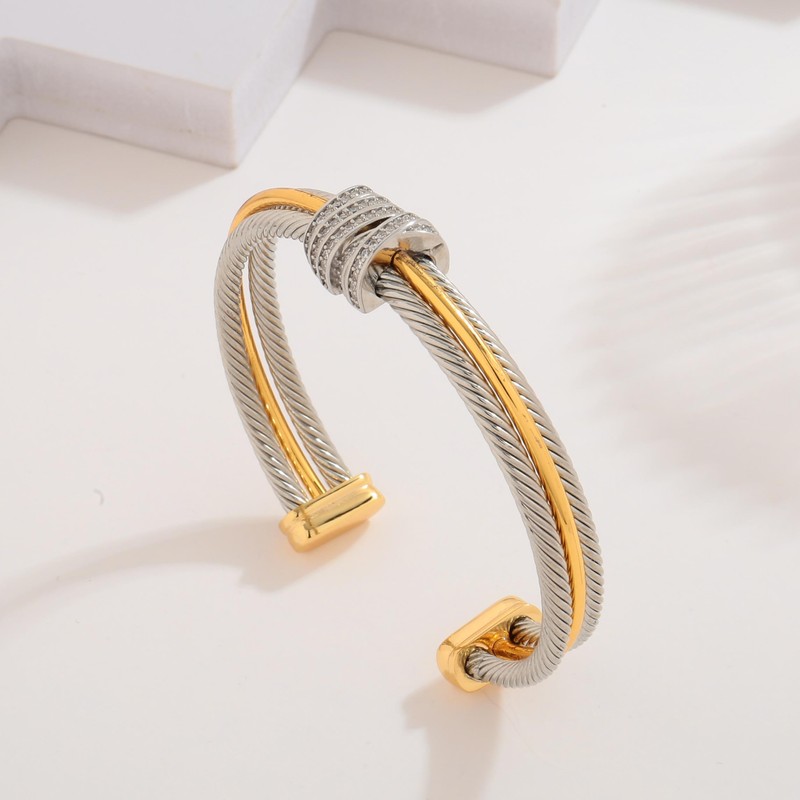TOVABA Silver and Gold Bangle for Women, Hypoallergenic Non-Tarnish Bangle