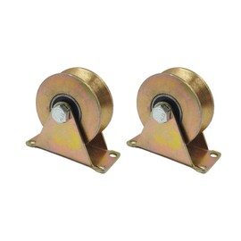 MLHpeak V-Type Groove Wheel, Heavy Duty Rigid Caster with Bracket, for Inverted Track, Rolling Gate, Sliding Gate, Industrial Machines, Wire Rope Rail, Pack of 2 (3 inch V-Type)