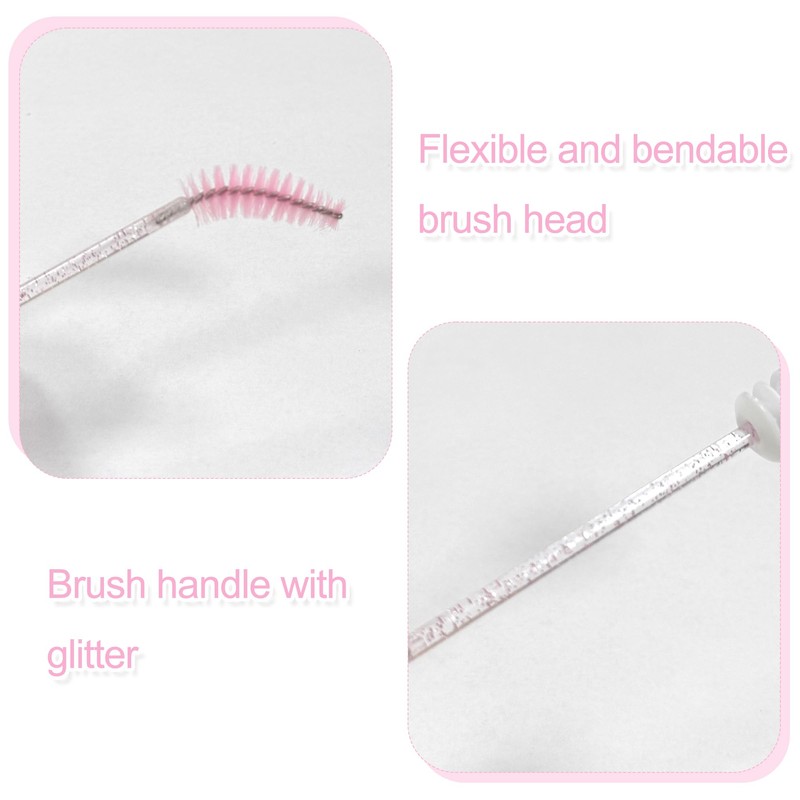 10PCS Sparkling Handle Eyelash Brush in Test Tube Packaging, Lash