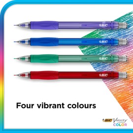 BIC Velocity Original Retractable Mechanical Pencil, Medium Point (0.9 mm), Assorted Colours, Soft Comfortable Grip, 24-Count