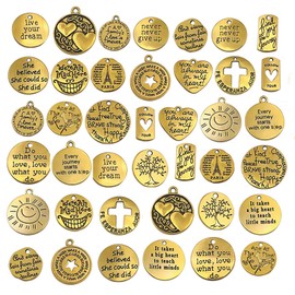 awaFanee Jewelry Making Charms Pendants for Bracelet Bulk lot Necklace Earrings Keychain Charms Beads DIY Kit Trendy Craft Findings Bronze Brass Round Blessing Dangle