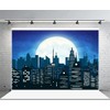 AOFOTO 10x7ft Abstract Modern Building Backdrop Super City Manor Moon