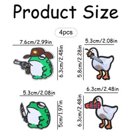 Bojueshaw 4pcs Fun Embroidered Patches,Cute Duck Frog Applique Patches,Magic Sticker Patches,Fun Badges,Colorful Patch Clothing Accessories for Backpacks Jackets Jeans Bags