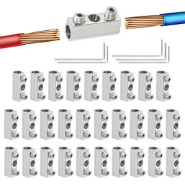 PATIKIL Steel Wire Rope Cable Clamp, 30 Pack M3.5 Wire Rope Clips 3.9mm Line Hole with End Screw Stopper and Wrench Silver Tone