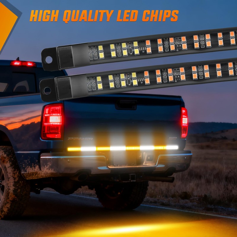 Nilight 49 Inch Emergency Strobe Light Strips with Controller Amber