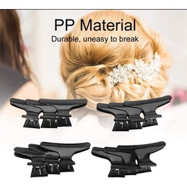 12Pcs / Set Pinza de Pelo Negra, Pasador de Pelo con Mariposa, Abrazaderas de Garra para Sección de Cabello, Accesorios para el Cabello de Herramientas de Peluquería de Salón