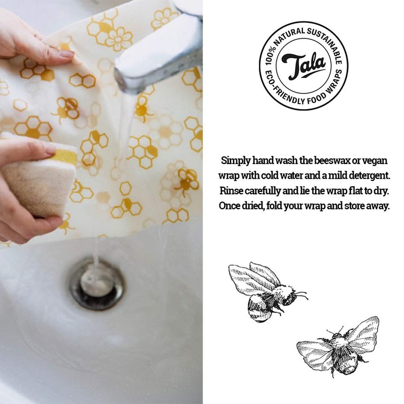 Tala Reusable Beeswax Food and Snack Bags, Zero Waste Patterned
