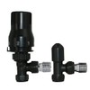 NRG 15mm Black TRV Thermostatic Radiator Valve + Lockshield Angled