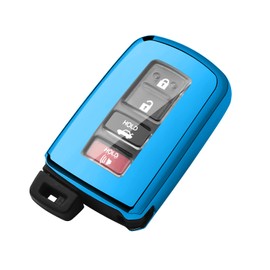 Tukellen for Toyota Key Fob Cover,Special Soft TPU Key Case Protector Shell Compatible with Tundra Tacoma Sequoia 4Runner Highlander RAV4 Camry Corolla Avalon-Blue