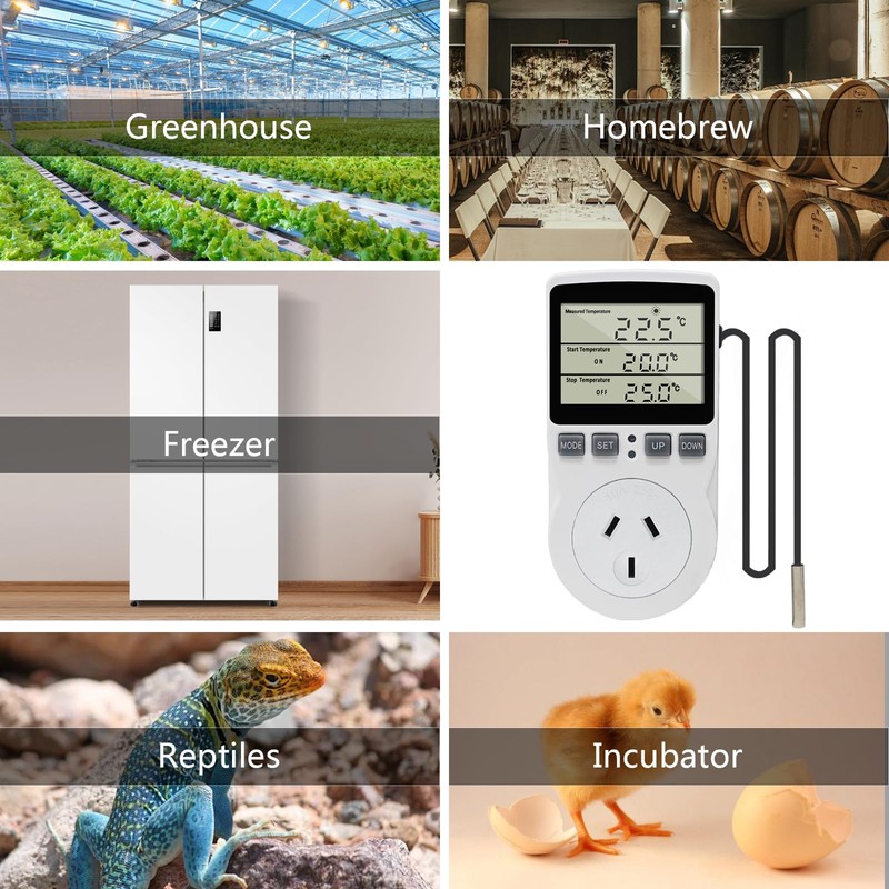 KETOTEK Digital Temperature Controller Thermostat Outlet Plug 240V with Sensor