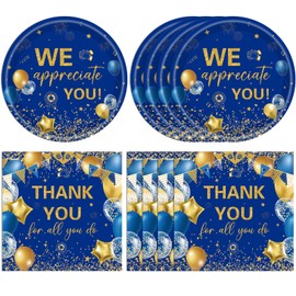DURYGEN 40PCS Thank You Party Decorations We Appreciate You Paper Plates and Napkins Thank You for All You Do Disposable Tableware for Teacher Doctors Nurse Volunteer Appreciation Week Party Decor