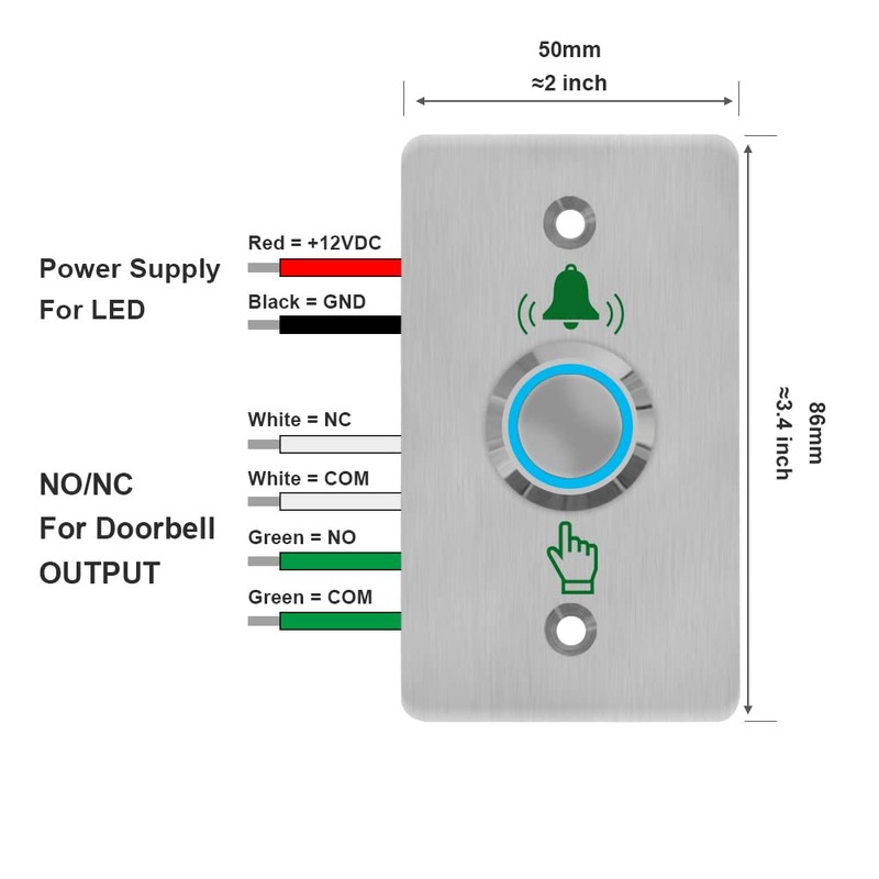 GAGALOR Waterproof Doorbell Button Lighted Push Switch With LED NO&NC