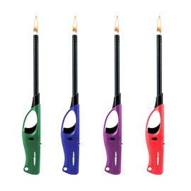 Taughch 4 Pack Candle Lighters Multipurpose Extended Long Gas Lighter Wand Refillable for Kitchen Fireplace Pilot Light DIY BBQ Grill Stove (Butane Included)