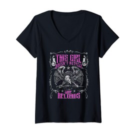 Womens This Girl Does Not Retreat She Reloads Eagle Women V-Neck T-Shirt