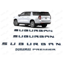 General Motors Gloss Black 2021-2025 Suburban Premier Durmax Door Rear Emblem Badge kit OEM