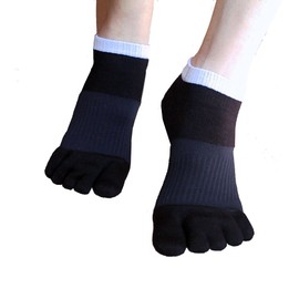Bunion Prevention Fuzzy Five-toe taping socks Sneaker Type 10.2 - 11.0 inches (26 - 28 cm), Black (2 Colors and 3 Sizes)