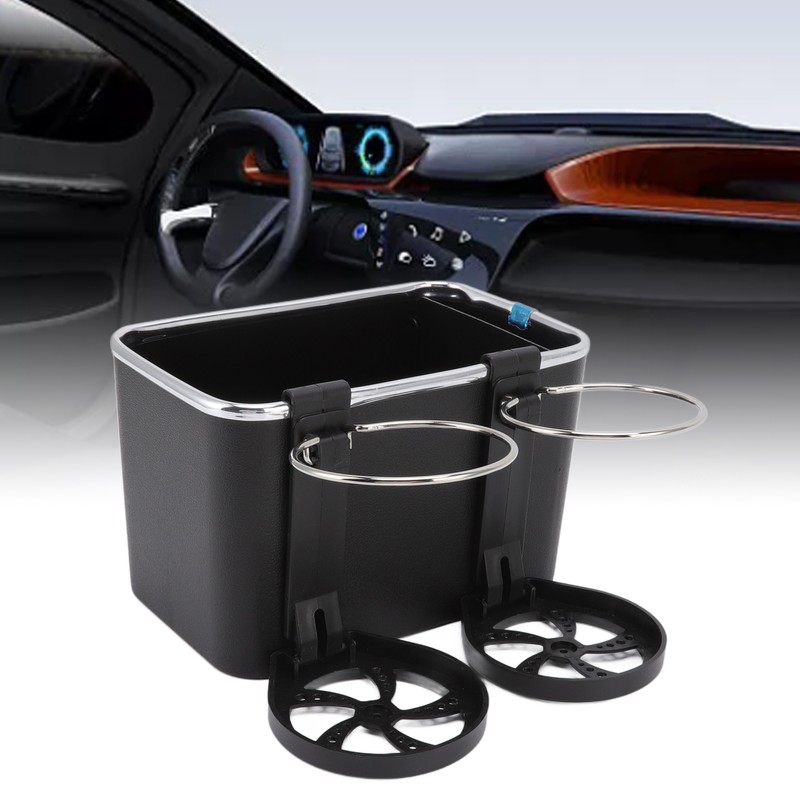 Car Armrest Storage Box Foldable Bottle Holder Universal Vehicle Tissue