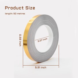 MultiValue Floor Foil Lines Tile Sticker, Gold/Silver Waterproof Peel and Stick Floor Tile 50m Long Self-Adhesive Floor Stickers Sealing Tape for Kitchen Bathroom Wall Mirror Cabinet (Gold)
