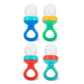Nuby Nibbler Mesh First Soft Foods Feeder, 4 Count - Blue & Green, Coral & Aqua