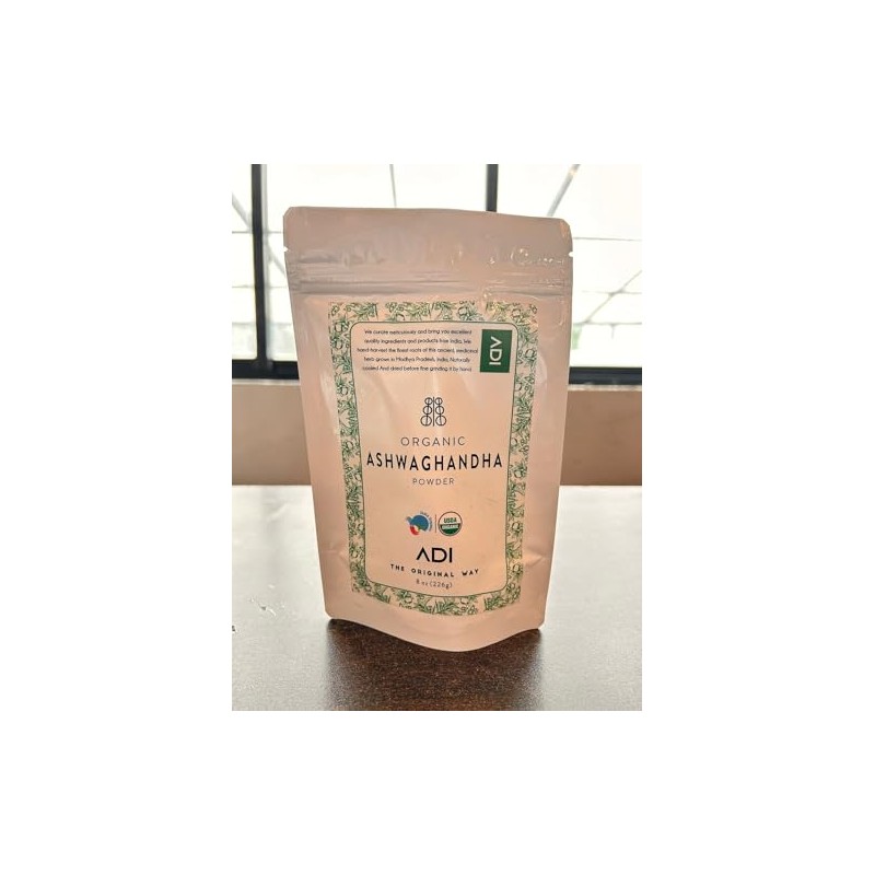 ADI USDA Certified Organic Ashwagandha Powder - 8oz