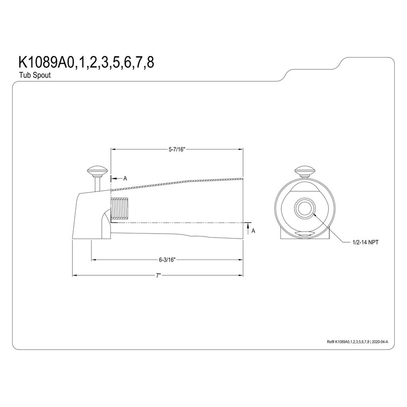 Kingston Brass K1089A1 Tub Spout with Diverter, Polished Chrome