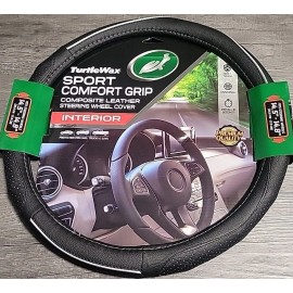 Turtle Wax Steering Wheel Cover 14.5-15.5" Turtle Wax Sport Comfort Black Grip-Silver trim