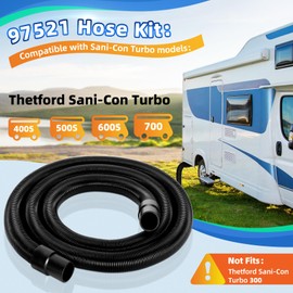 97521 Hose Kit Compatible with thetford Sani-Con Turbo 400S/500S/600S/700, 21FT, RV Macerator Hose for Thetford Sani-Con 1-1/2, Black