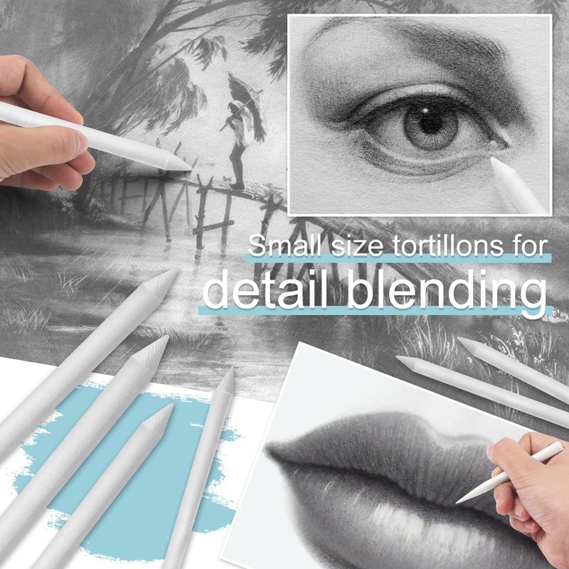Jeimier 12 Pcs Blending Stumps for Drawing, Tortillions Blending Sticks