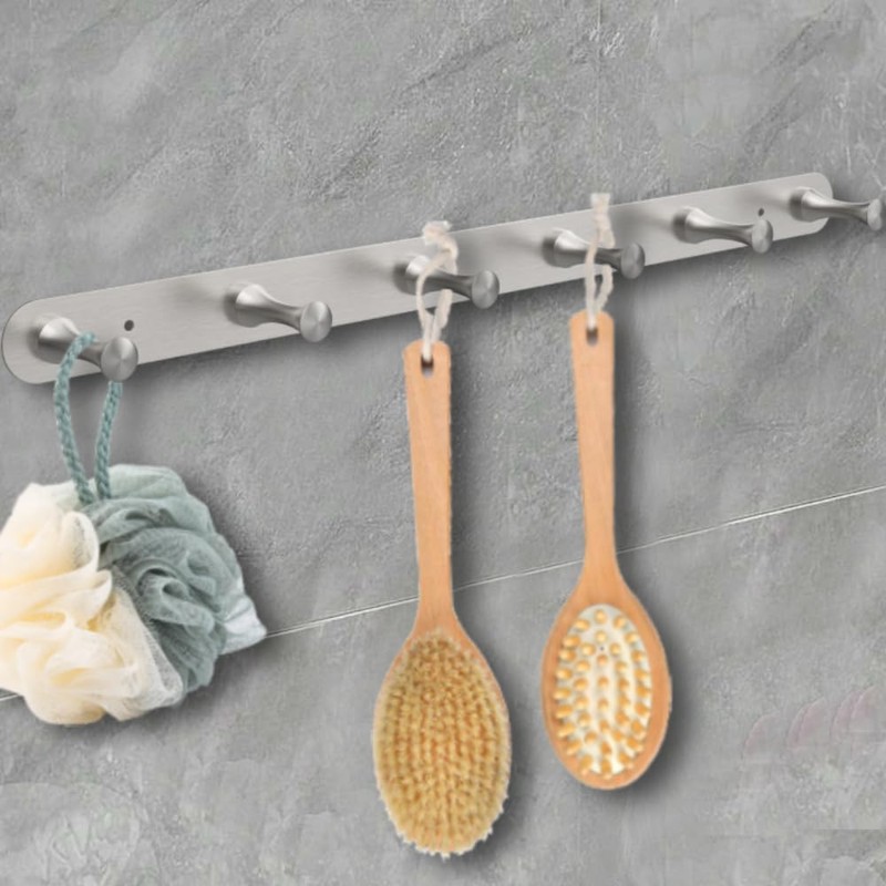 DGYB Coat Rack Wall Mount 6 Brushed Nickel Coat Hooks