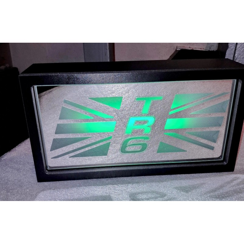 TRIUMPH TR6 Logo Mirrored Full Color LED Lighted Sign With