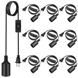 10 Pack Hanging Light Cord Pendant Light Cord with Switch Light Socket Extension Light Bulb Socket Cable Lamp Kit for E26 E27 Lamp Socket Lantern(Black, 12 Feet)