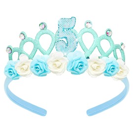 Casoty 5th Birthday Crown, 5th Birthday Decorations, 5th Birthday Tiara for Girls, 5th Birthday Party Decorations, Hair Accessories for Birthday Party