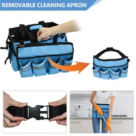 TVDARMO Wearable Cleaning Caddy Bag for Housekeeper swith Removable Apron, Large Cleaning Caddy Supplies Organizer Soft Handle, Shoulder Straps, 4 Detachable Divide for Car, Home