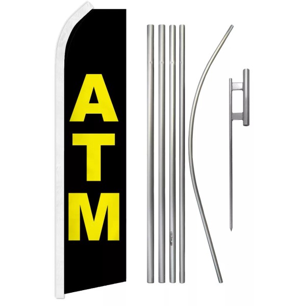 Unbranded ATM Advertising Swooper Feather Flutter Flag Pole Kit Event