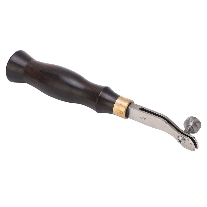 Leather Creaser 0.5mm Regulable Screw Ebony Handle Arc Design Stainless